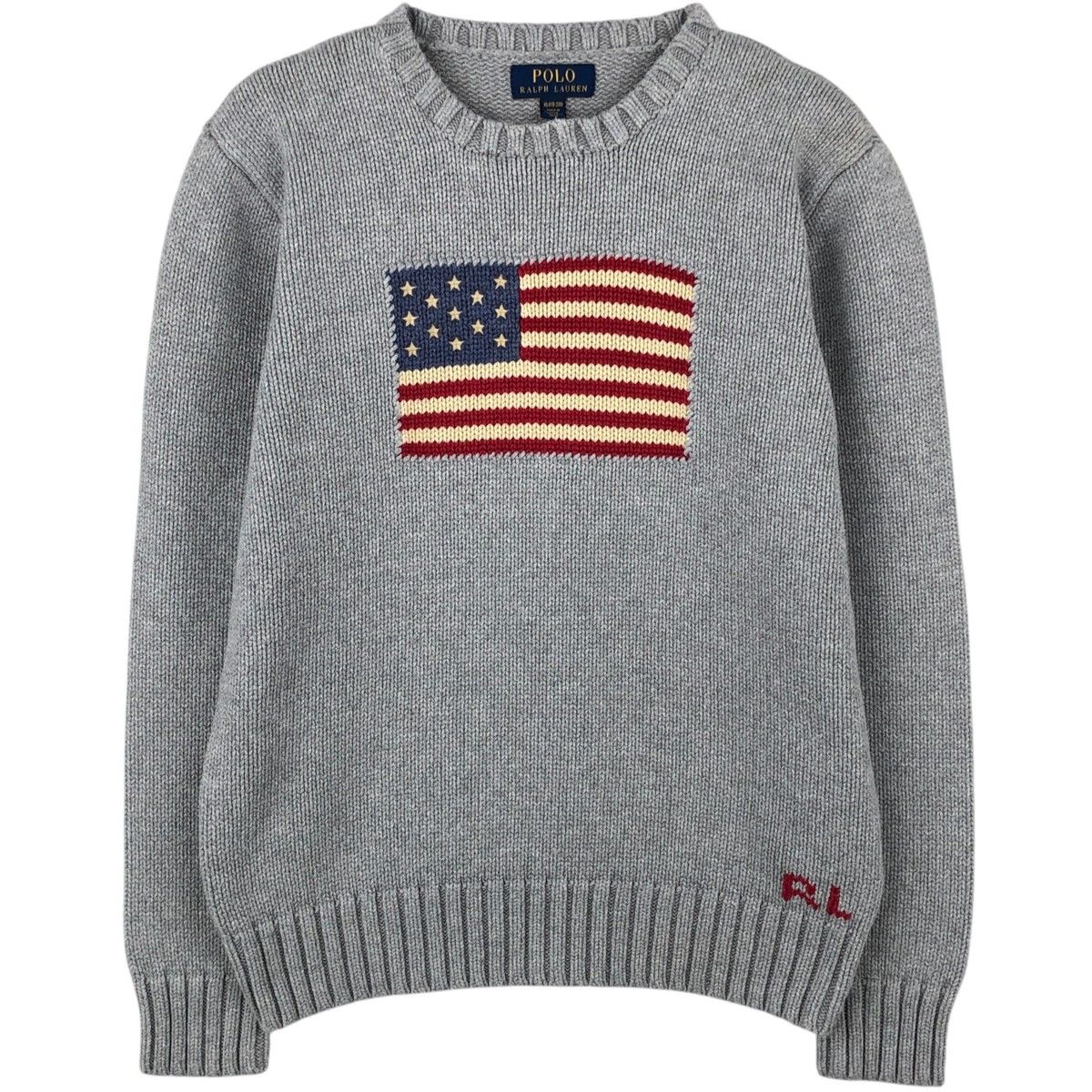 古着 ラルフローレン Ralph Lauren POLO RALPH LAUREN 星条旗柄 コットンニットセーター レディースS相当/eaa622185