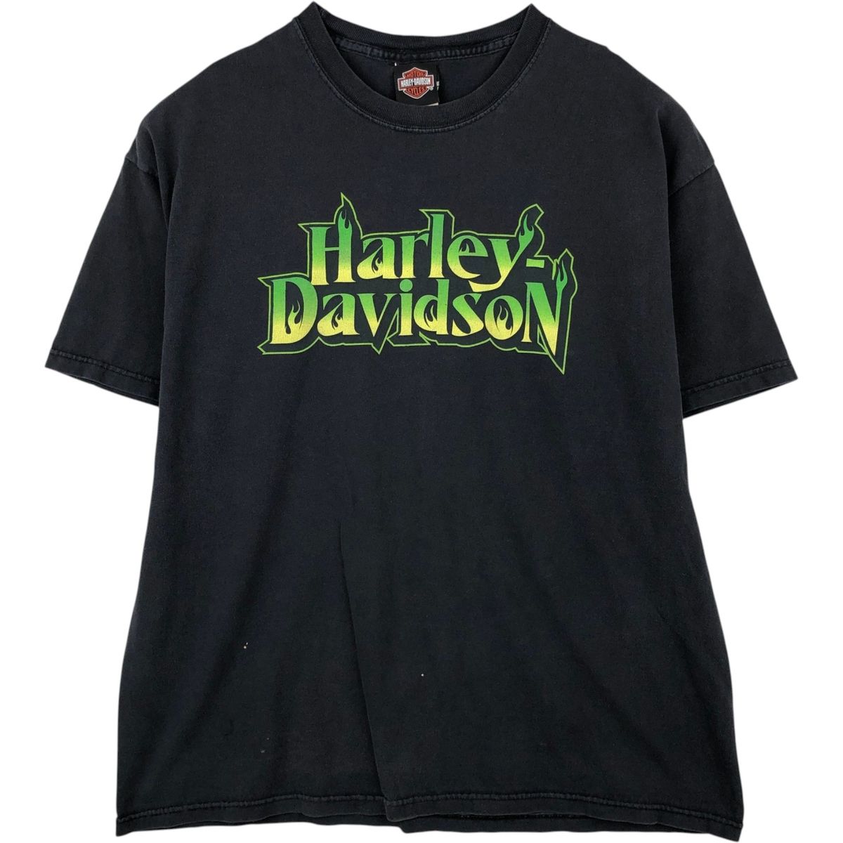 古着 00年代 ハーレーダビッドソン Harley-Davidson ファイヤーパターン モーターサイクル バイクTシャツ USA製 メンズXL相当/eaa621601
