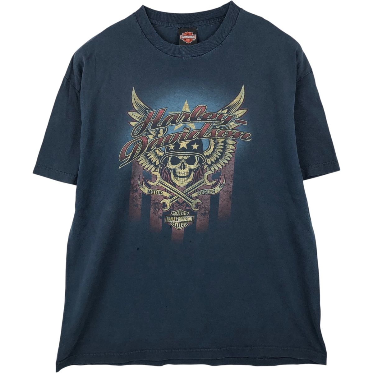 古着 ハーレーダビッドソン Harley-Davidson スカルウィング ドクロ柄 スカル柄 モーターサイクル バイクTシャツ メンズL相当/eaa621605