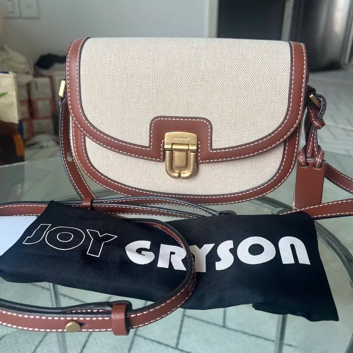 ジョイグライソン(JOY GRYSON) セレンディピティバッグ ベージュ、ブラウン 状態良し