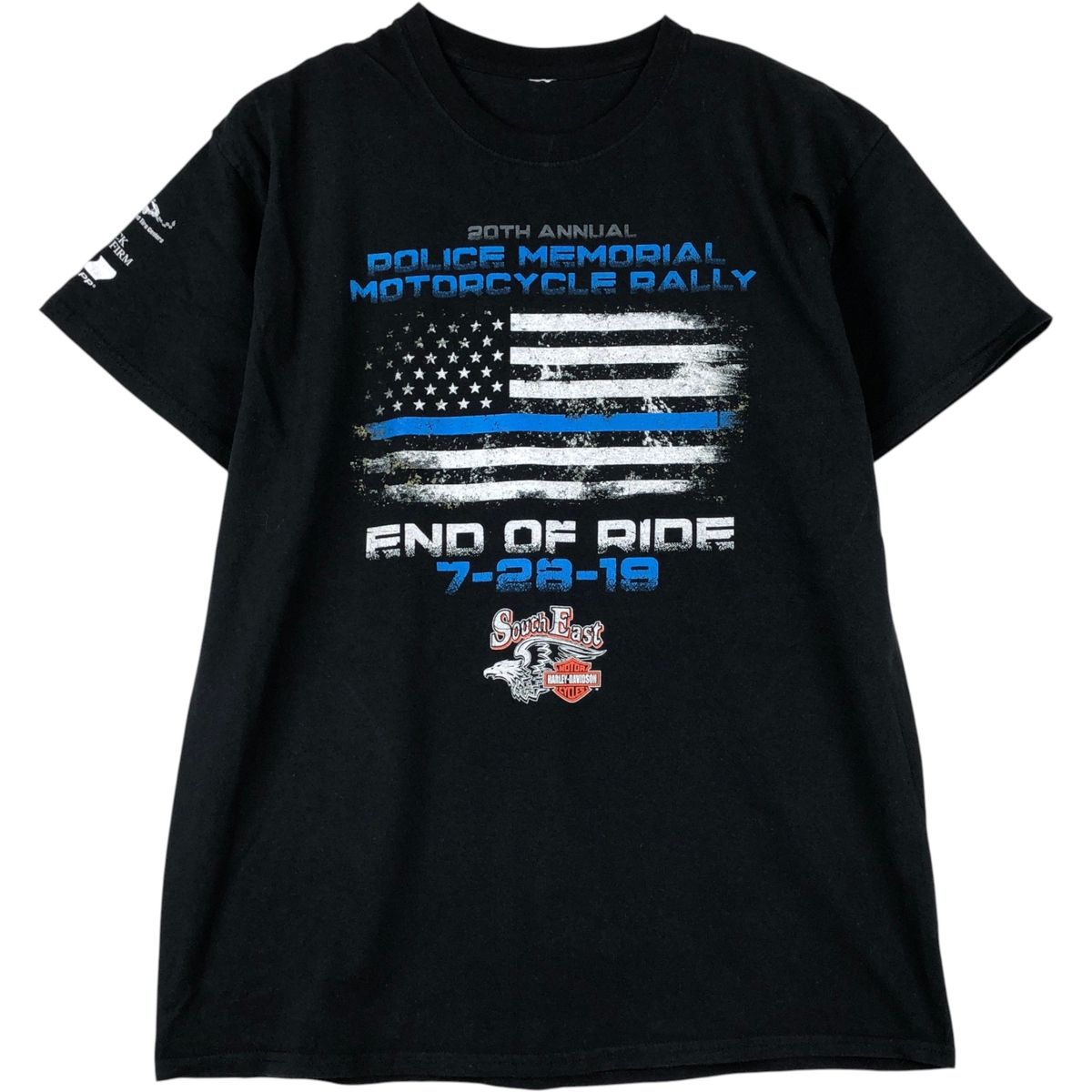 古着 Harley-Davidson ハーレーダビッドソン 鷲柄 イーグル柄 星条旗柄 モーターサイクル バイクTシャツ メンズXL相当/eaa621023