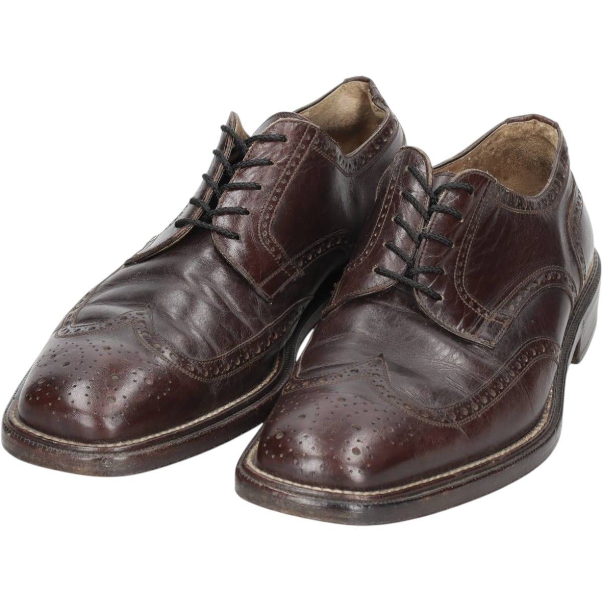 古着 エルメネジルドゼニア Ermenegildo Zegna スクエアトゥ フルブローグ ウイングチップシューズ 7 1/2 メンズ26.5cm相当/saa010287