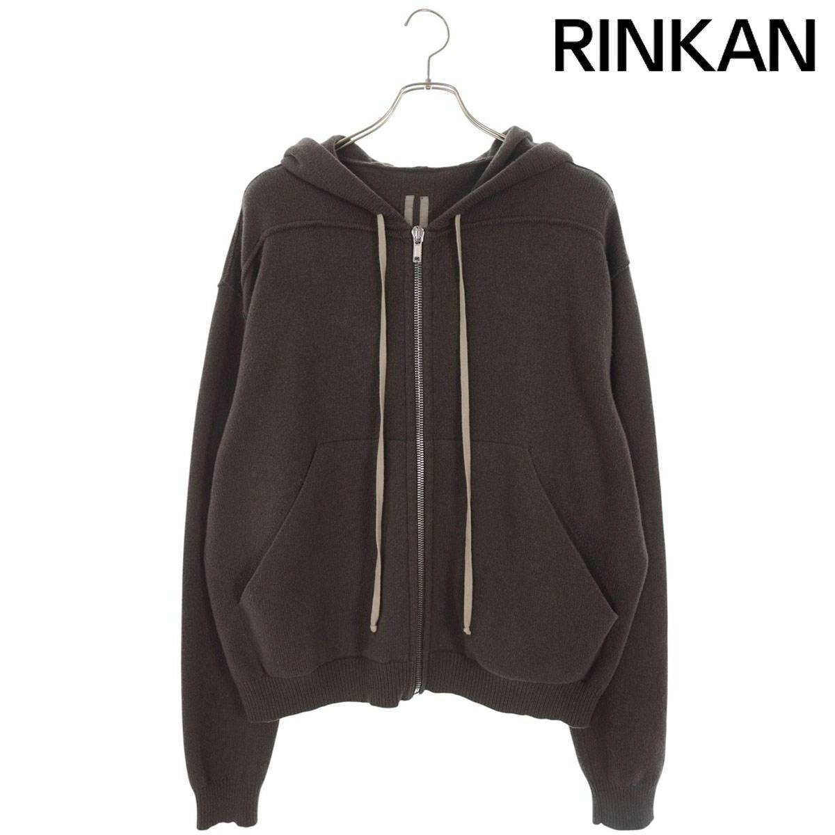 リックオウエンス 25AW RU02E1614-WSBR ZIPPED HOODIE カシミアウールニットパーカー メンズ M