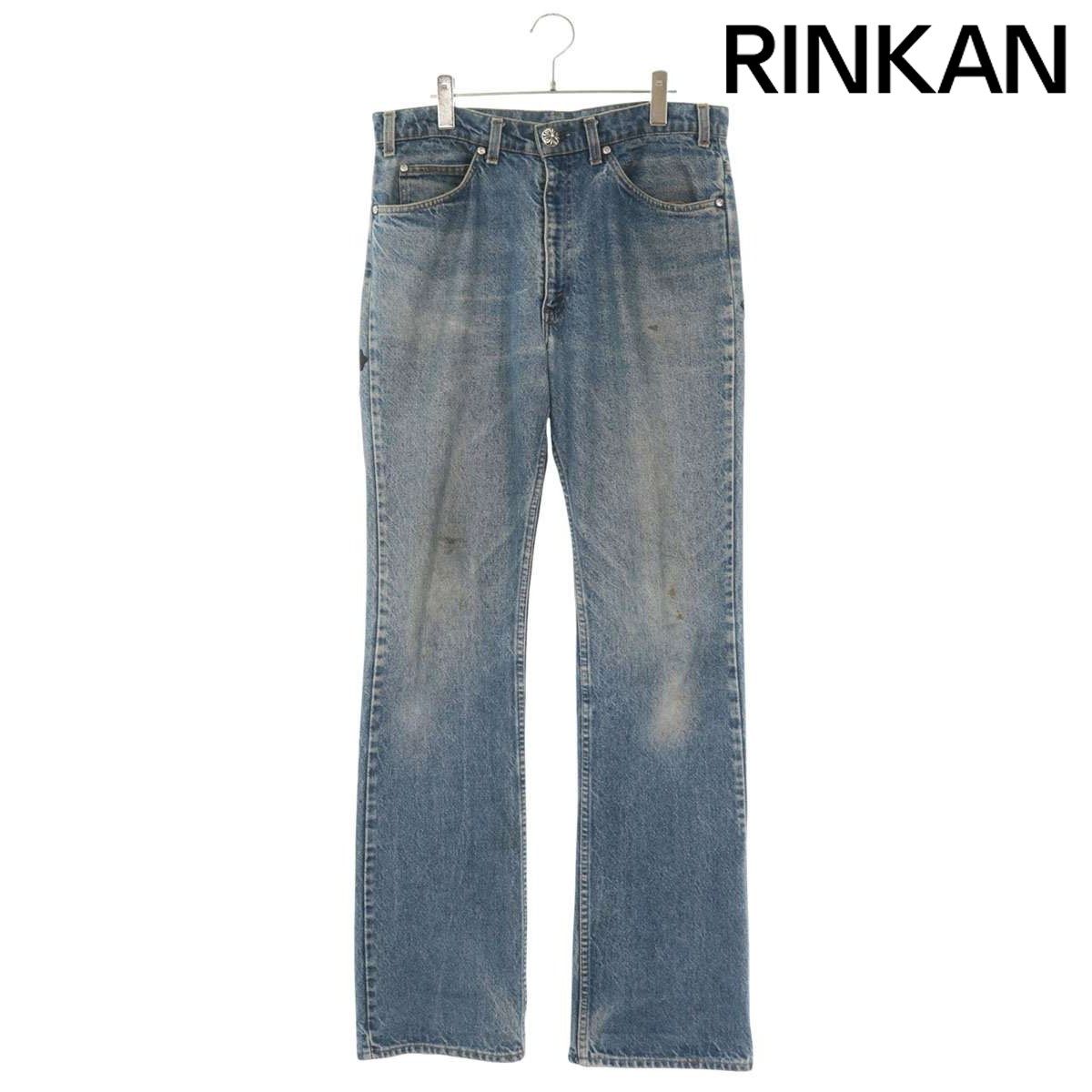 クロムハーツ U VNTG JEAN BLU/ORNG TAB 517 クロスパッチ付きウォッシュドデニムパンツデニムパンツ メンズ 33インチ