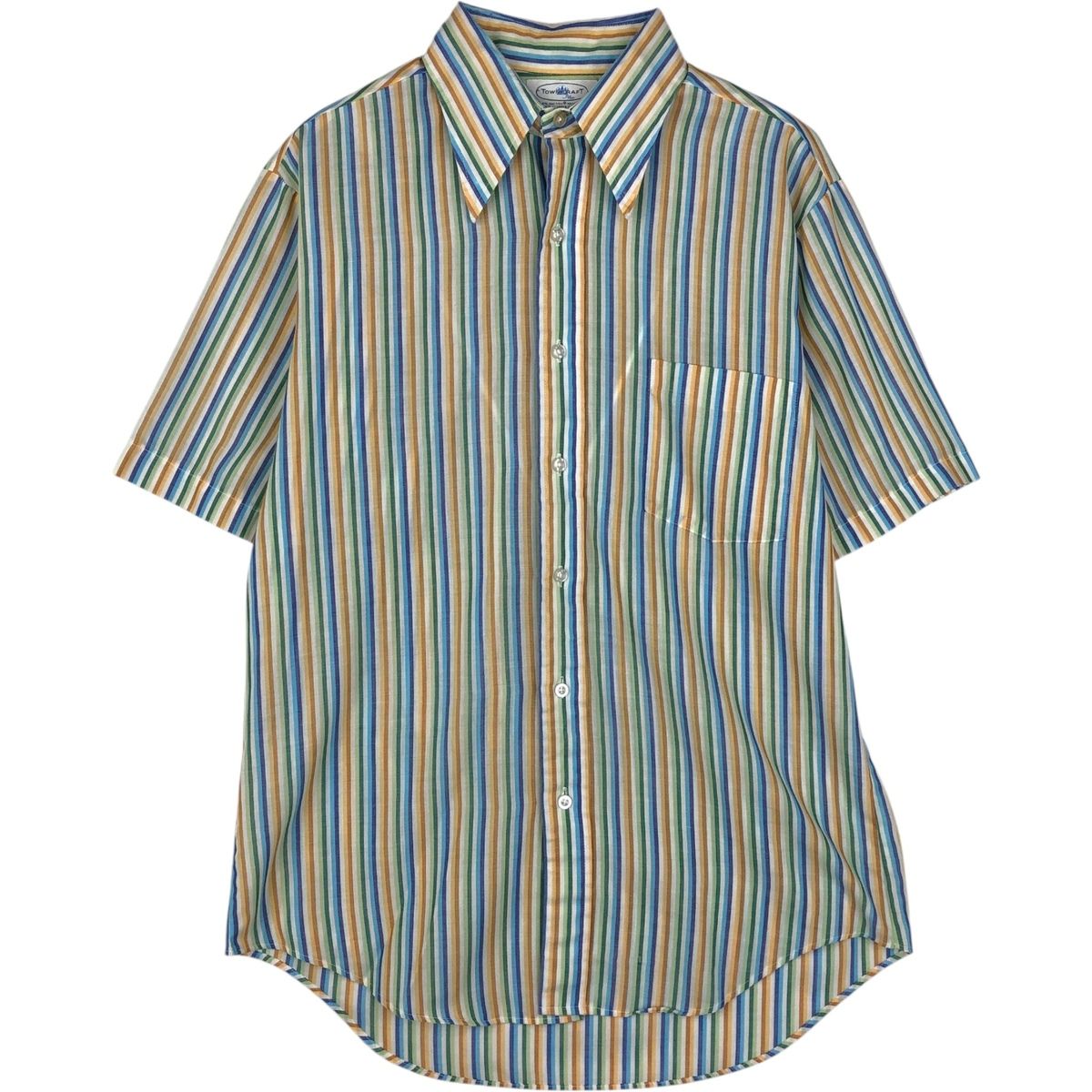 古着 60~70年代 タウンクラフト TOWN CRAFT Plus マルチストライプ 半袖 ポリシャツ メンズL相当 ヴィンテージ/eaa644955