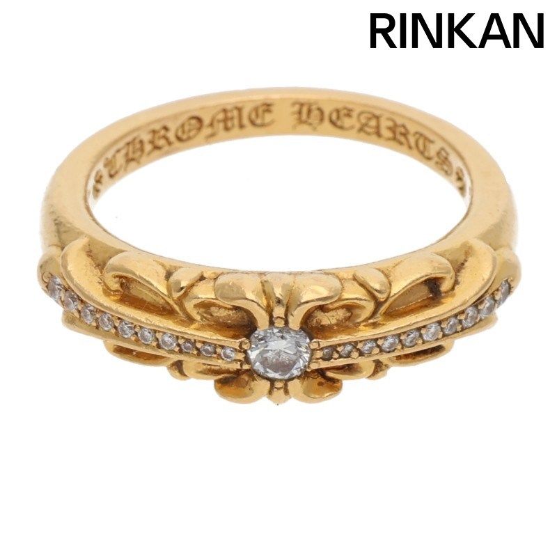 クロムハーツ 22K BABYCLSC P/D/ベイビークラシックフローラルクロス PAVEダイヤ/ゴールドリング メンズ 15.5号