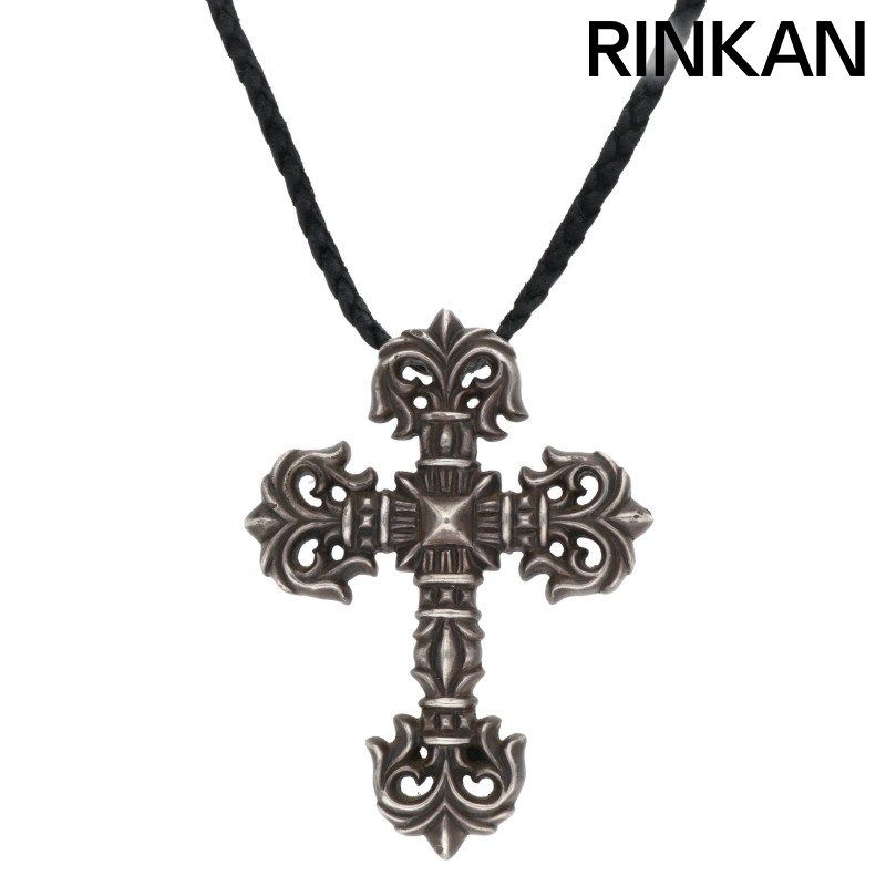 クロムハーツ FILIG/CROSS-SM LB/フィリグリークロスS wレザーブレイド/シルバーネックレス メンズ