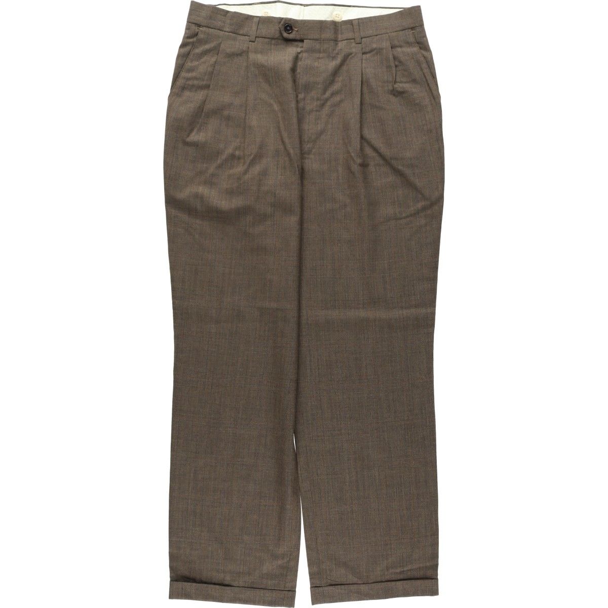古着 ハガー Haggar チェック柄 ツータック ウールパンツ スラックス USA製 メンズw34相当/eaa643157
