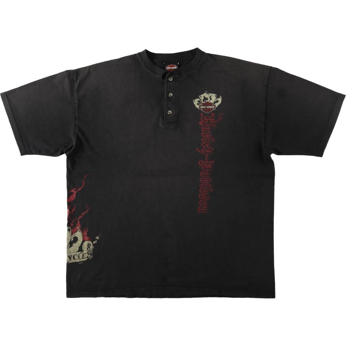古着 Harley-Davidson ハーレーダビッドソン ヘンリーネック モーターサイクル バイクTシャツ メンズXL相当/eaa621077