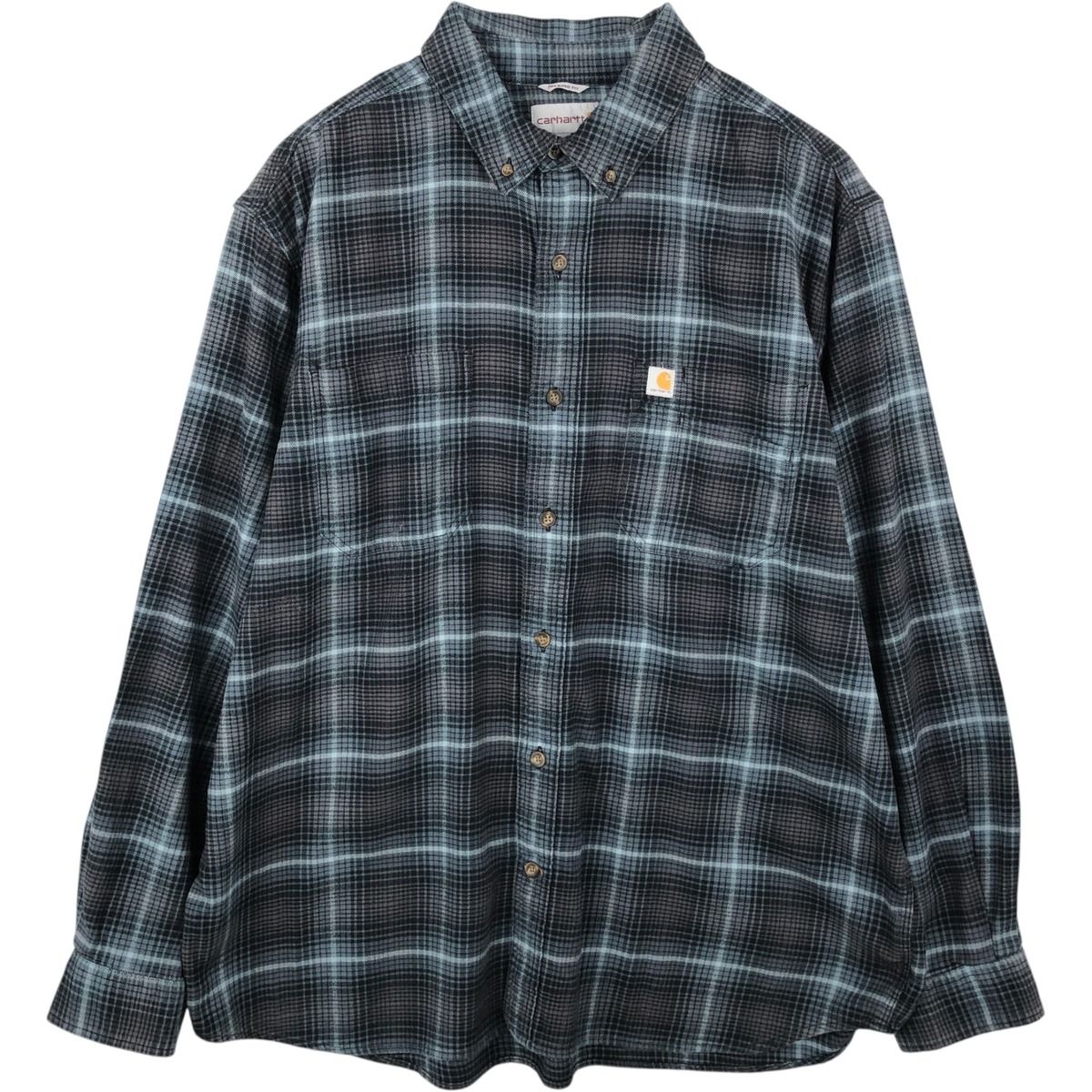 古着 カーハート Carhartt RELAXED FIT 長袖 ボタンダウン フランネルチェックシャツ メンズXL相当/eaa647208
