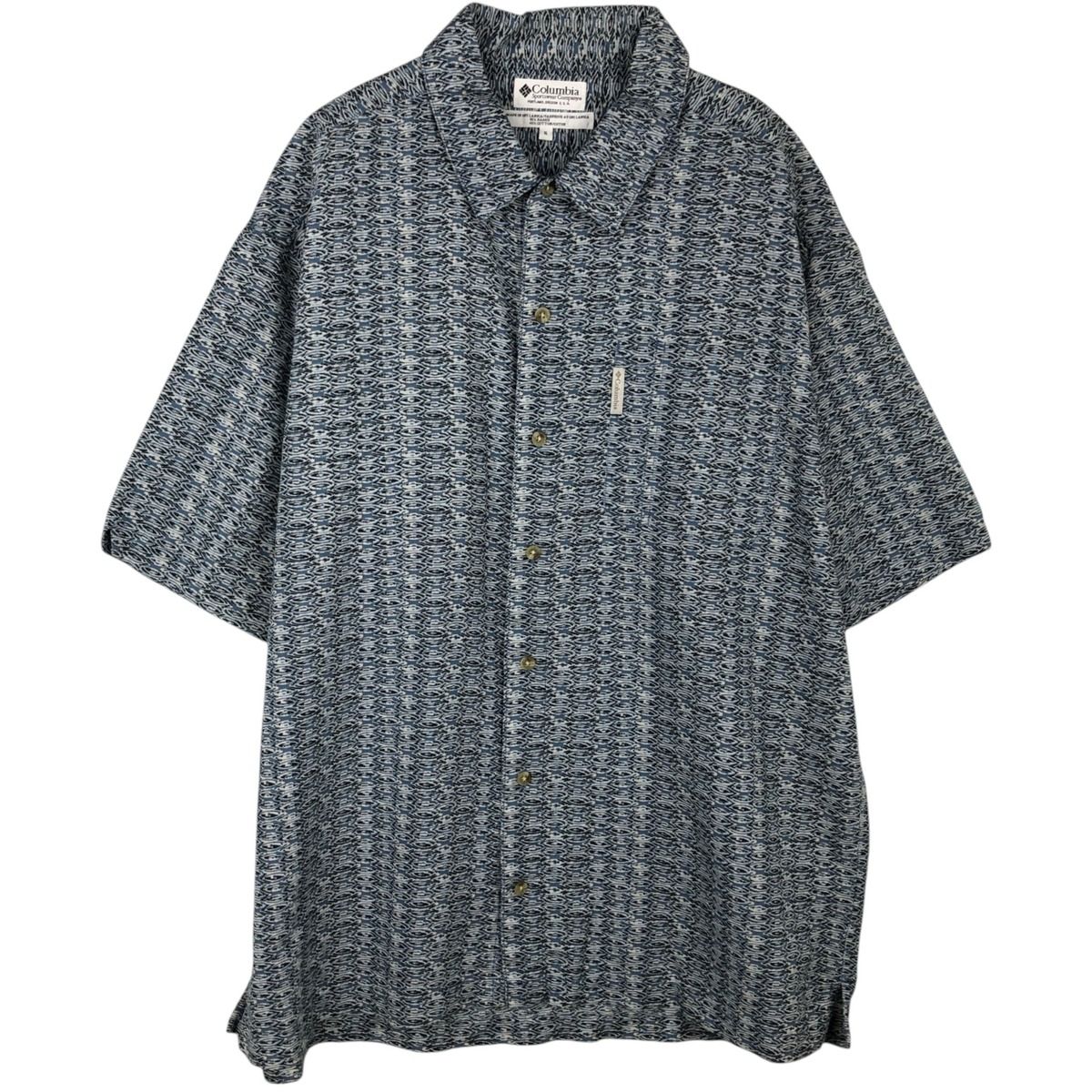 古着 90~00年代 コロンビア Columbia 総柄 半袖 コットン×リネンシャツ ボックスシャツ メンズXL相当 ヴィンテージ/rab182095
