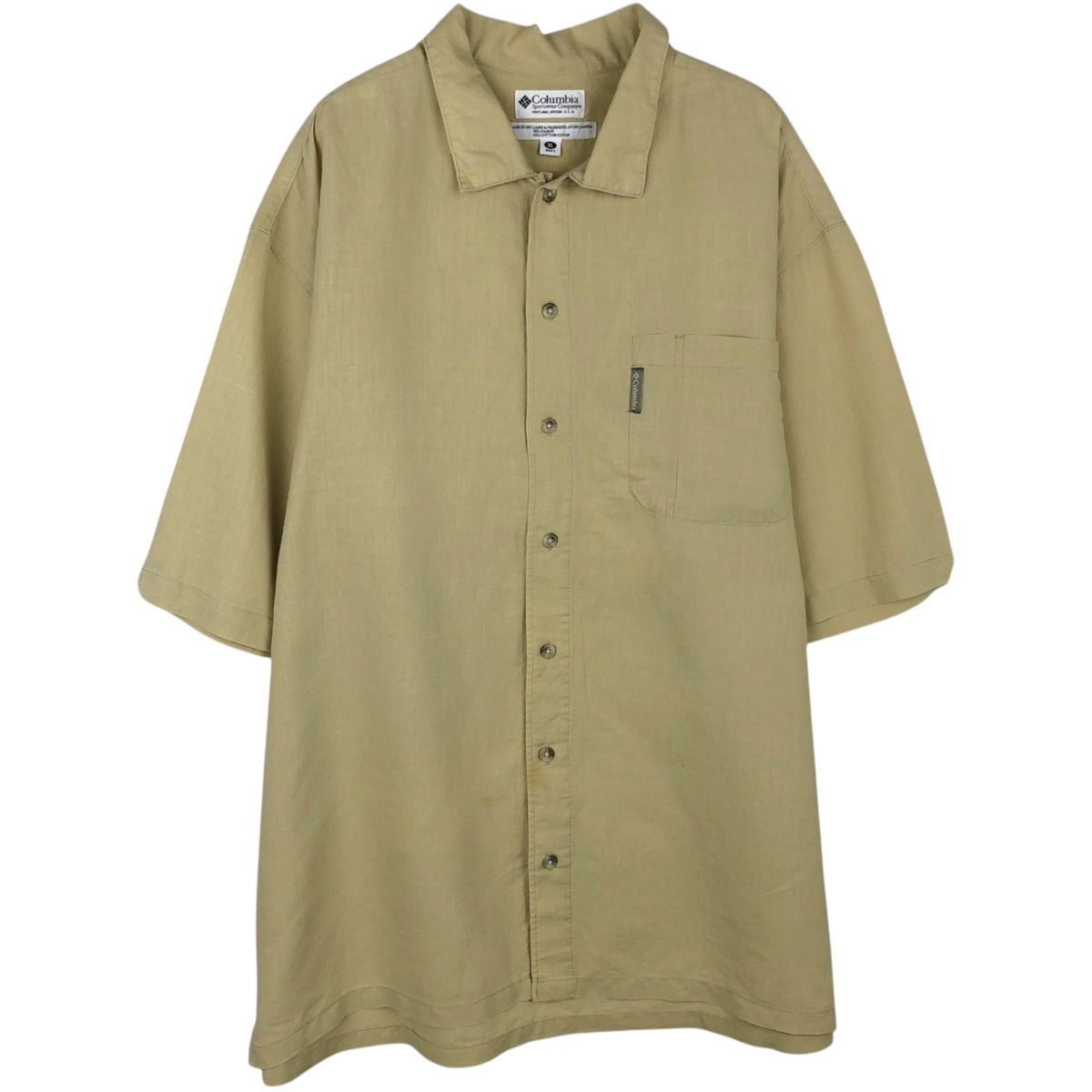 古着 90~00年代 コロンビア Columbia 半袖 コットン×リネンシャツ ボックスシャツ メンズXL相当 ヴィンテージ/rab182096