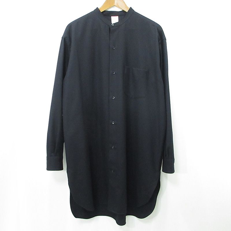 【三重本店】 中古 THE LIBRARY | ザライブラリー ウールノーカラー長袖シャツ 175-0250003 ブラック サイズ：L 【104】