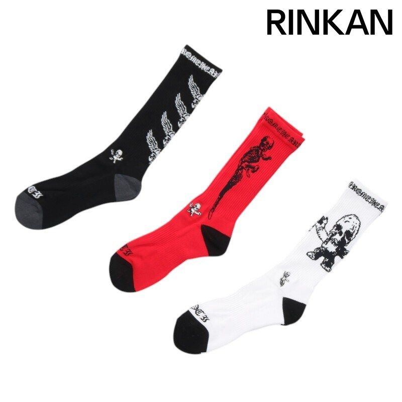 クロムハーツ SOCKS FOTI 3PK フォティ刺繍ソックス靴下 メンズ L