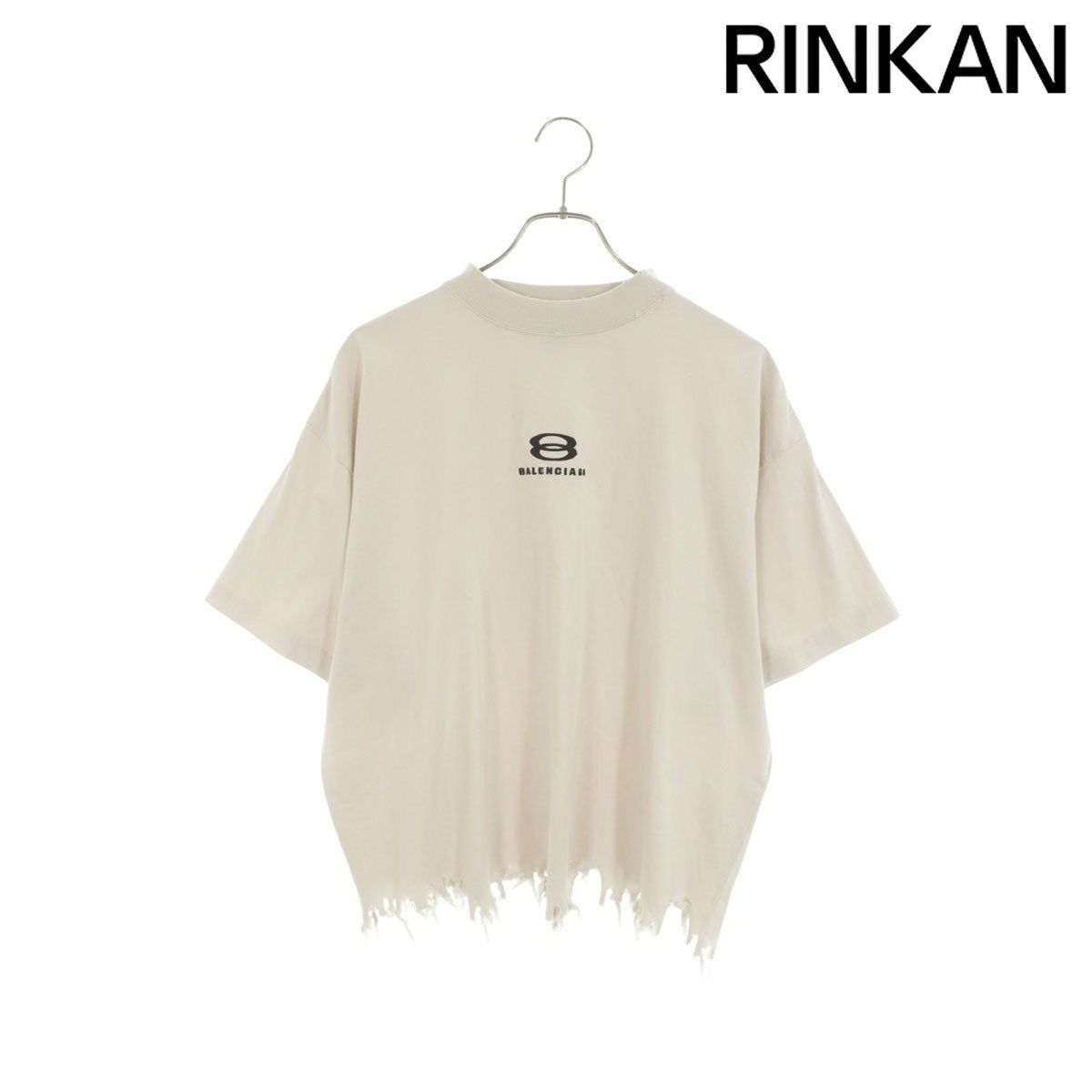 バレンシアガ 24SS 783399 TLVF9 ロゴ刺繍カットオフクロップドTシャツ メンズ 1