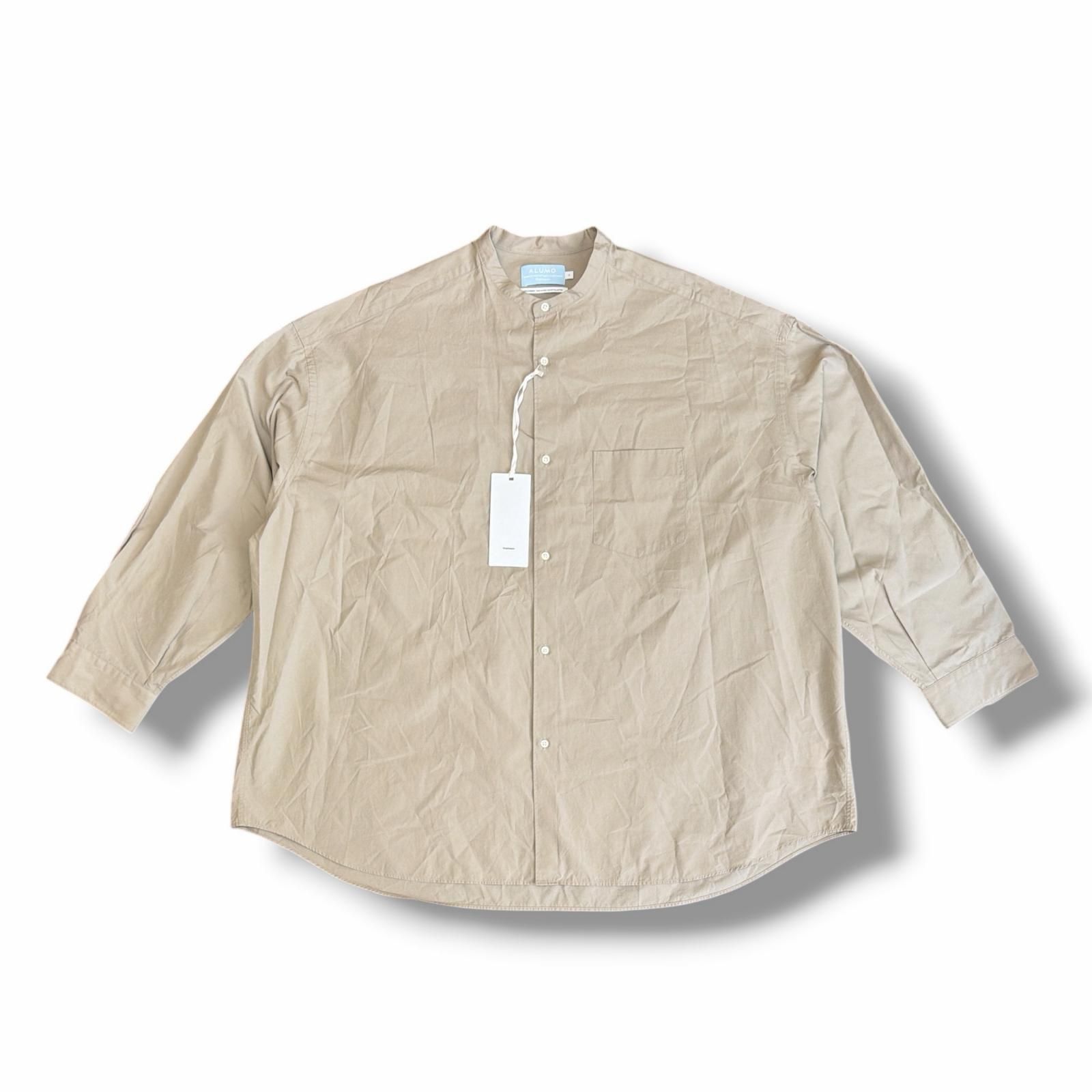 参考上代41800円 未使用 Graphpaper × ALUMO Oversized Band Collar Shirt オーバーサイズ バンドカラーシャツ グラフペーパー × アルモ GM253-50296 グレージュ 2 （16269M）