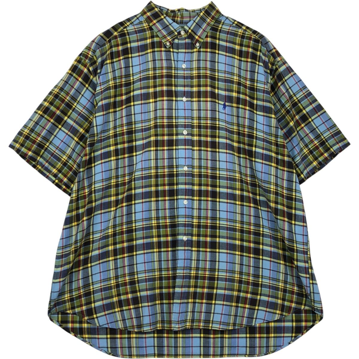 古着 ラルフローレン Ralph Lauren BLAKE タータンチェック 半袖 ボタンダウン チェックシャツ メンズXXL相当/eaa623604
