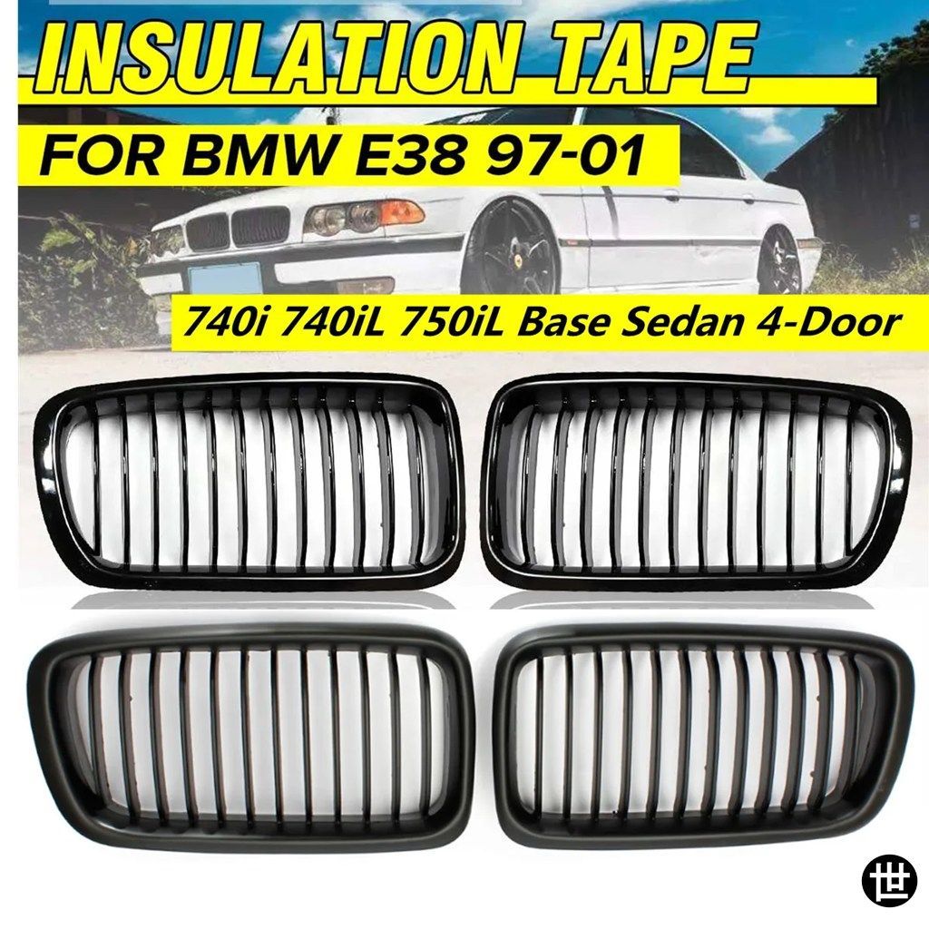 製 フロントキドニーグリル シングルスラットグリル BMW E38 7シリーズ 4ドア 740I 740IL 750IL 1998-2001用 レーシンググリル