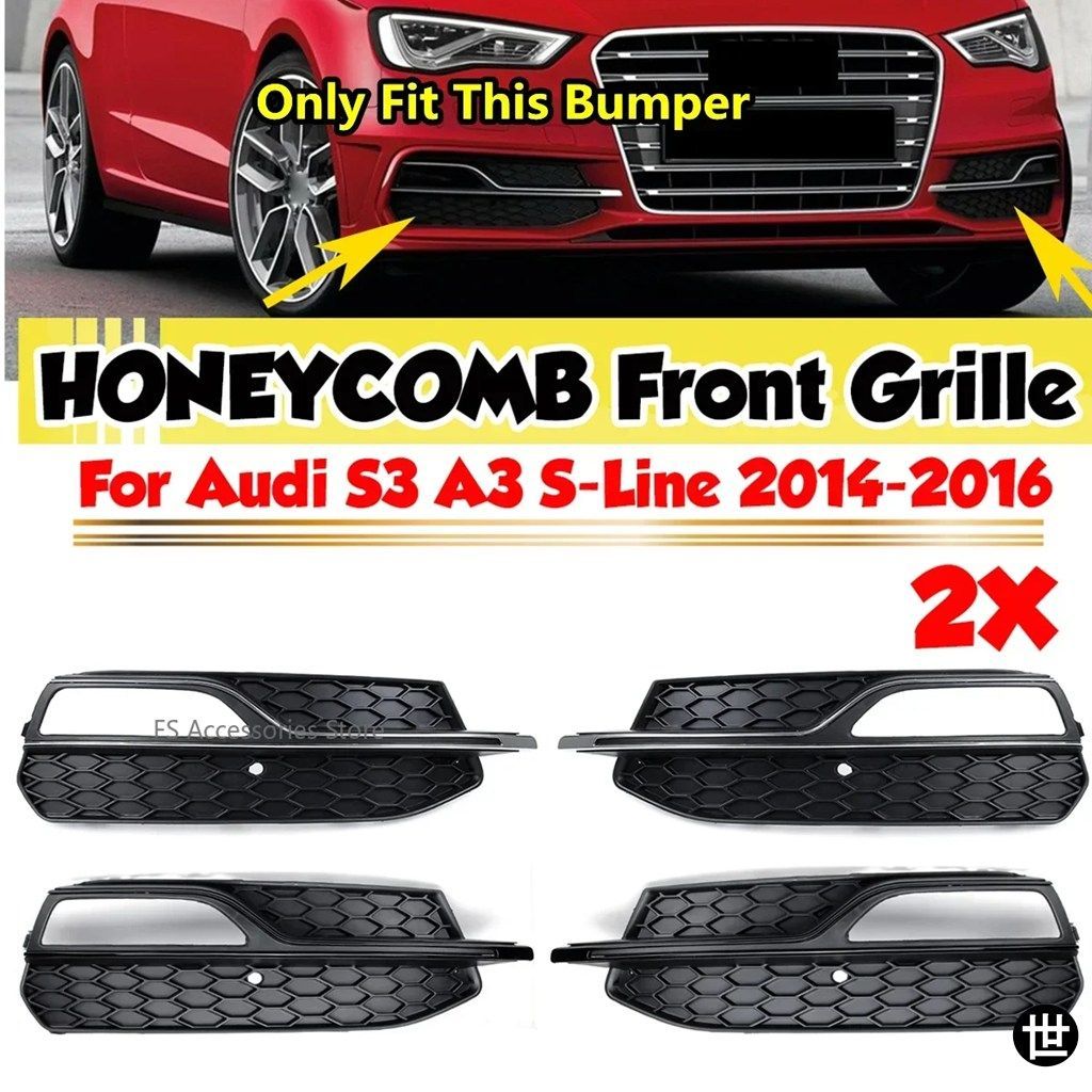 アウディ A3 S-LINE 2014-2016 A3 S3 2013-2017 用フロントグリル フロントアンダーフォグランプグリルカバー フォグランプグリルフレーム