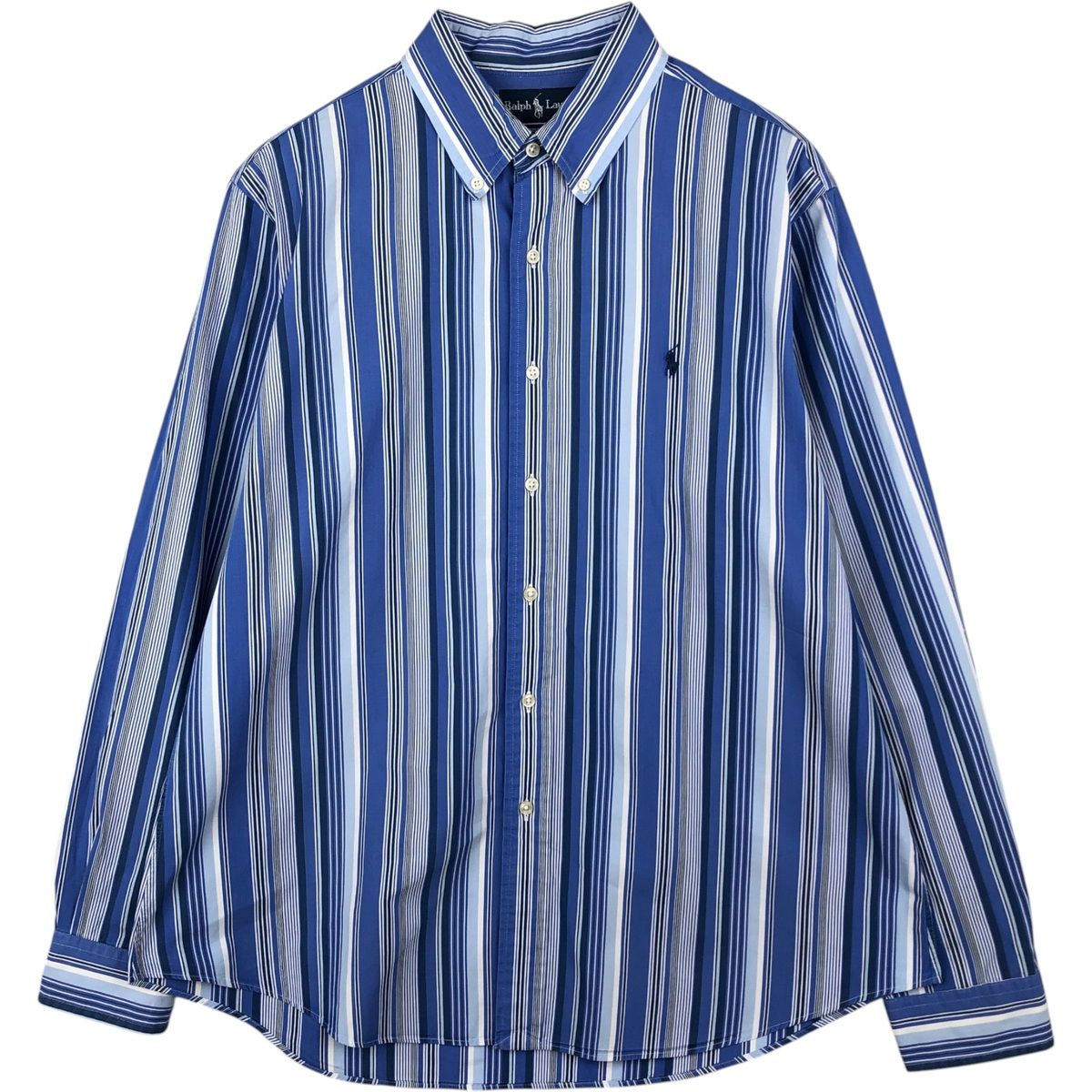 古着 ラルフローレン Ralph Lauren CUSTOM FIT マルチストライプ 長袖 ボタンダウンストライプシャツ メンズXL相当/eaa622254
