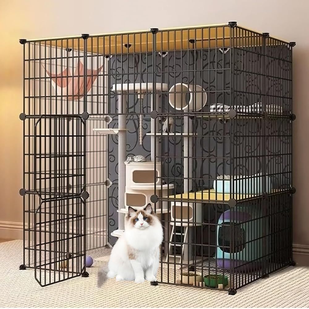 「アウトレット品★展示や外箱傷によりお買い得価格★」Sulgoty 猫 ケージ 大型 1〜4段DIY可能 4種の組立動画付 キャットケージ 耐荷重8kg