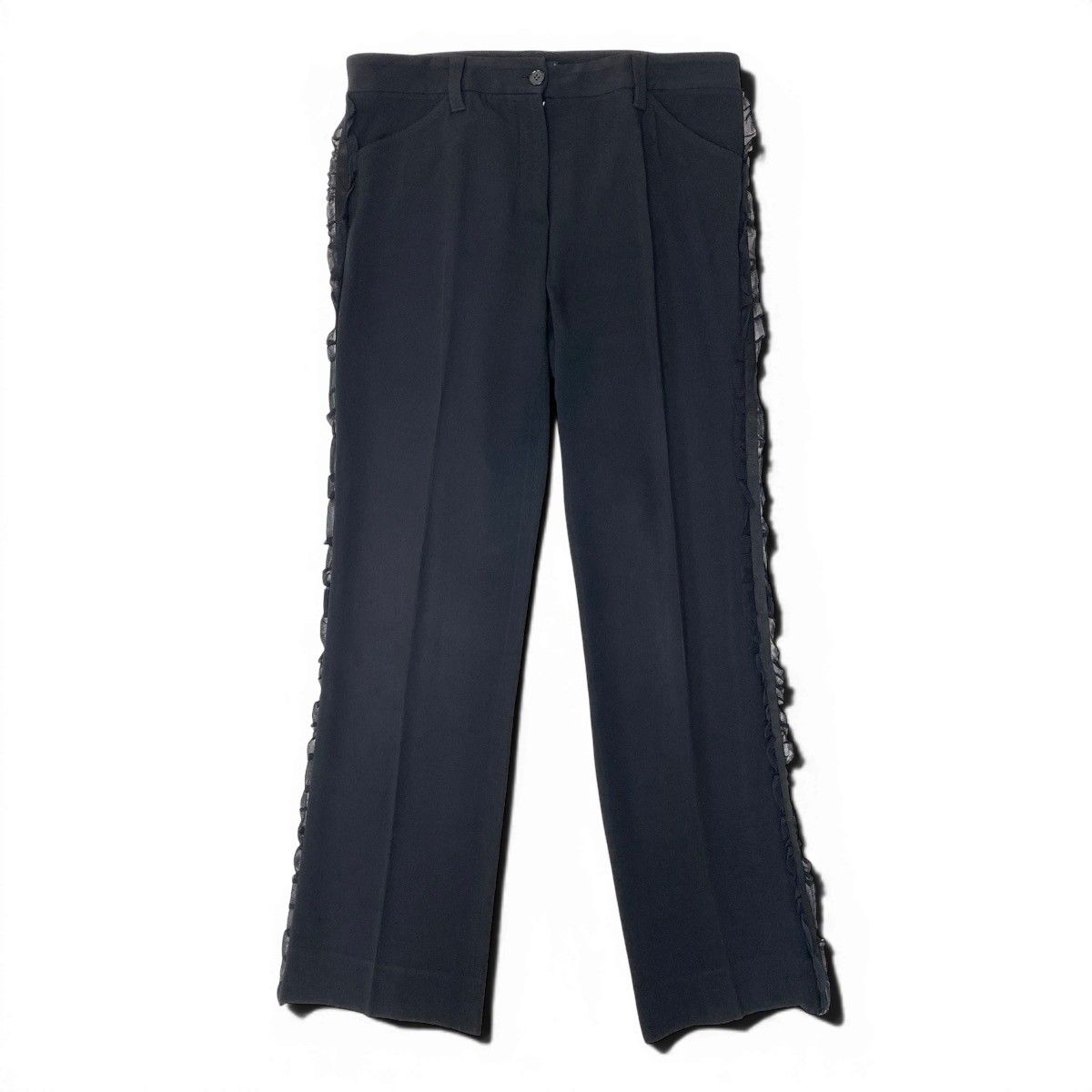 Ef12 DOLCE&GABBANA ドルチェアンドガッバーナ サイドレース スラックスパンツ 伸縮ストレッチ サイズ44 ブラック レディース 女性用t18r