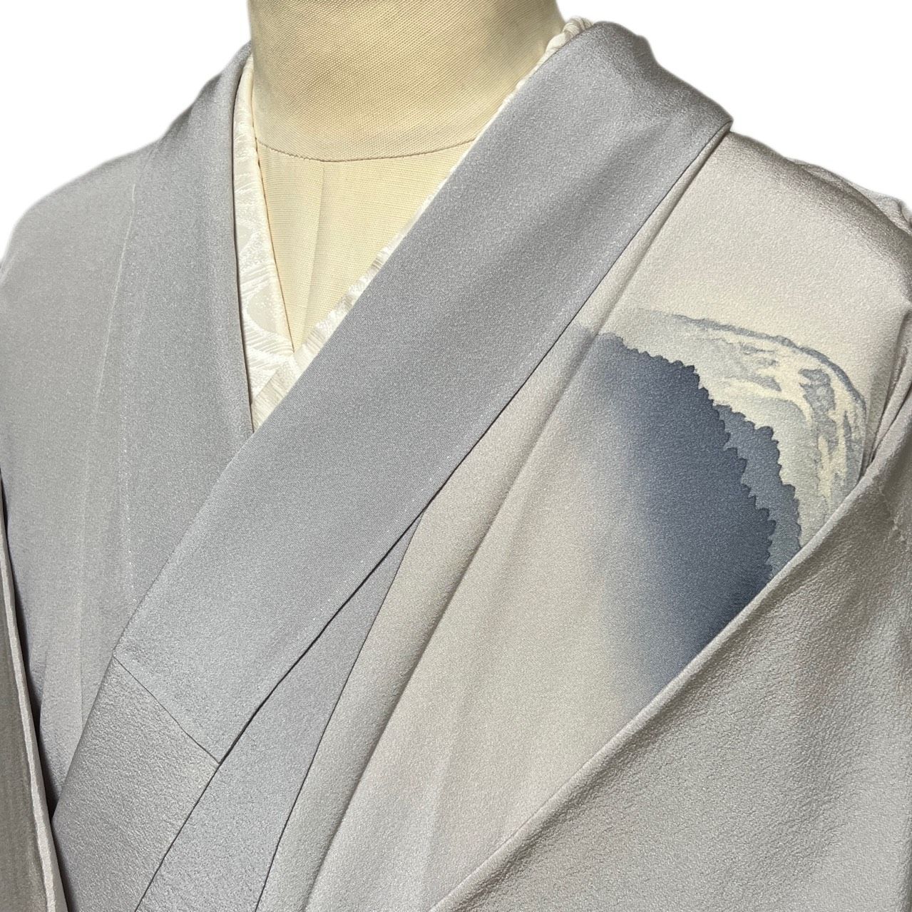 K213 付け下げ 落款あり 月山 しつけ糸付き 風景文 正絹 和装 和服 