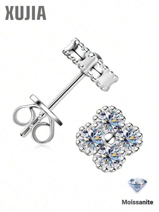 ジュエリー レディース イヤーアクセサリー 925スターリングシルバー 3mm ラウンド モアサナイト スタッドピアス 1ペア、ファッションピアス レディース、婚約 結婚式 ジュエリーギフト