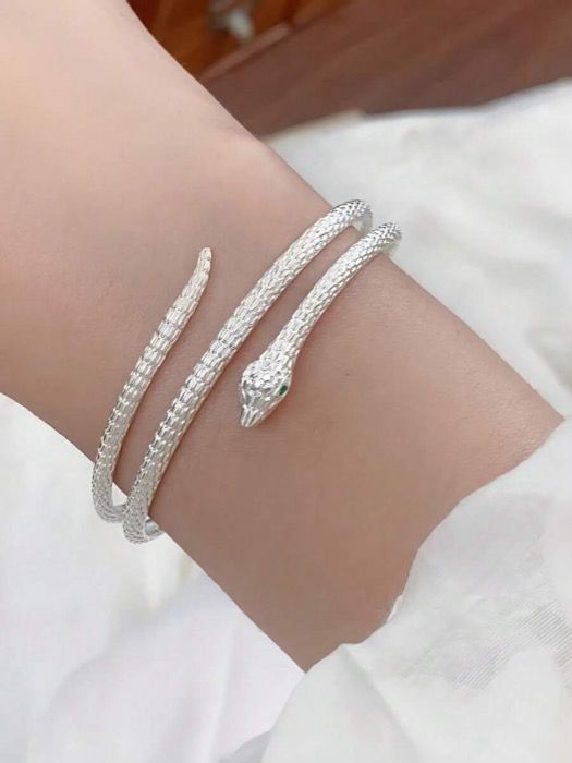 ジュエリー レディース ブレスレット スターリングシルバー 蛇 ブレスレット 女性用 3連サークル蛇 ブレスレット ガールフレンドへのギフト