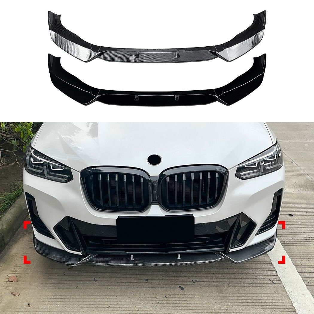 BMW X3 X4 G01 G02 LCI M Sport 2022-2024対応 一体型フロントリップスポイラー フロントアンダースポイラー フロントバンパー下部 ABS製 ピアノブラック カーボン調 前まわりを引き締めるスポーティ外装パーツ ドレスアップ用 20,924円