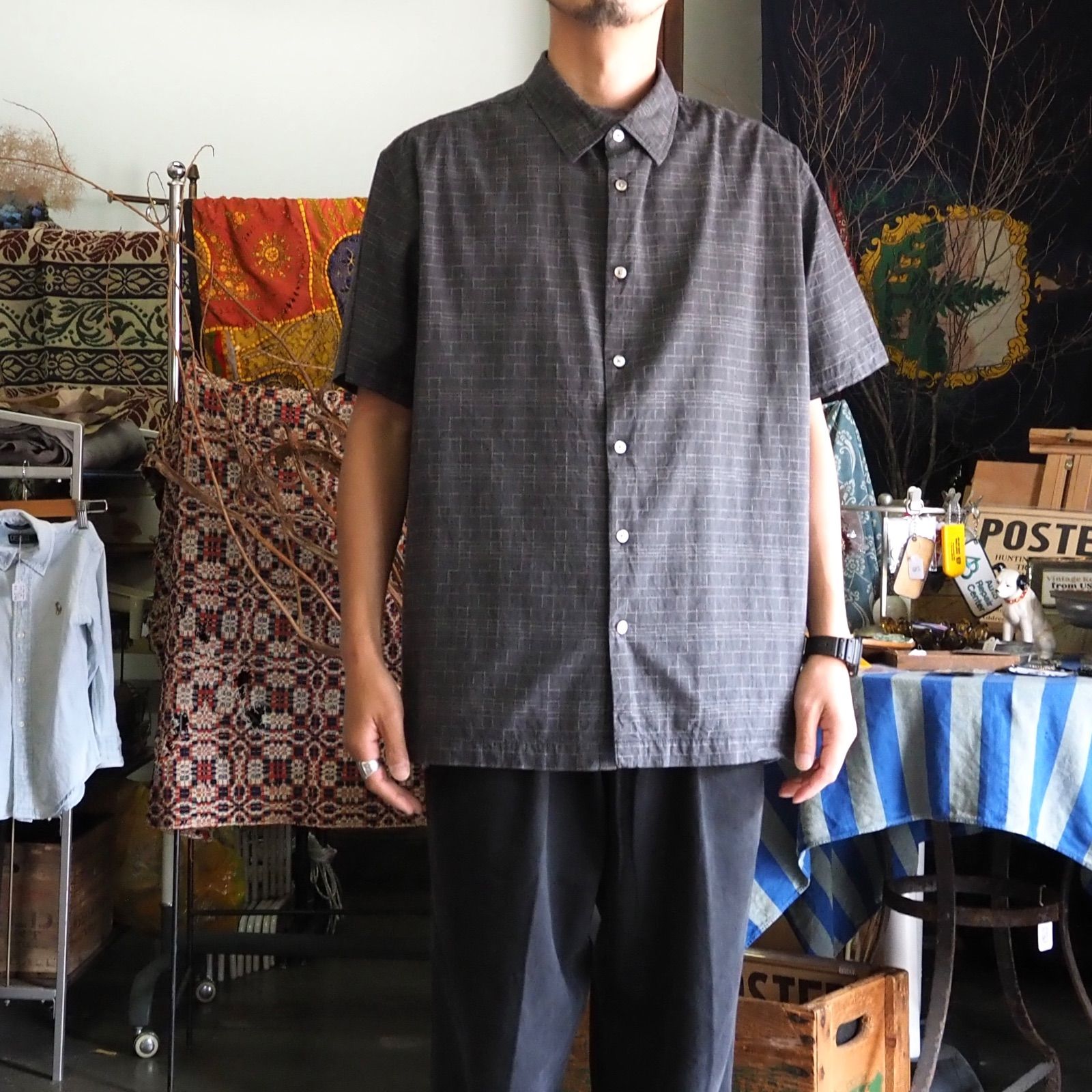 Van Heusen Cotton×Rayon S/S Shirt XL コットン×レーヨン 織柄 半袖シャツ