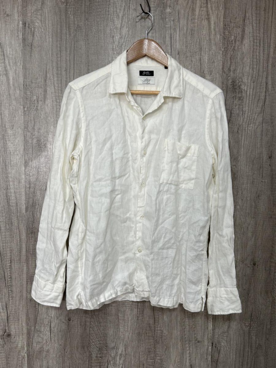 Brilla per il gusto ブリッラペルイルグスト リネン 長袖 BEAMS シャツ sizeM/白 ■■◎メンズ