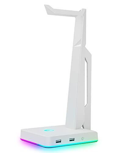 RGBゲーム用ヘッドセットスタンド 2つのUSBポート付き ゲームヘッドフォンマウント PC Xbox One PS4 スイッチ イヤホンホルダーハンガー headphone headset stand ハンガー、ファンシーゲームアクセサリー 037a411e