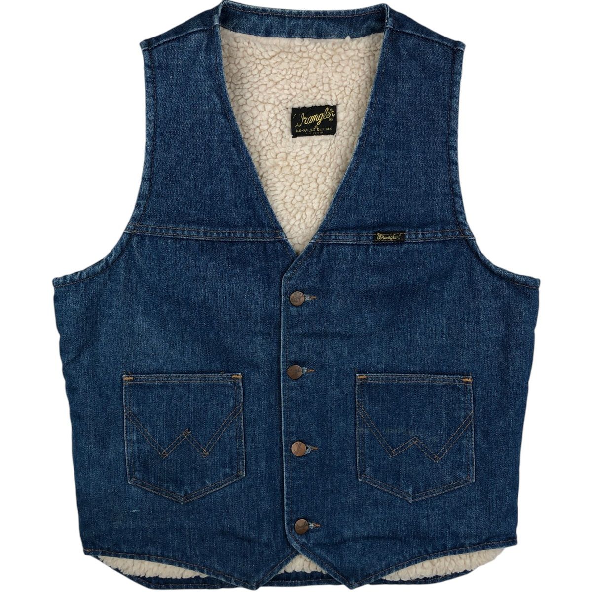 古着 70~80年代 ラングラー Wrangler NO-FAULT DENIMS デニムボアベスト メンズM相当 ヴィンテージ/rab181136