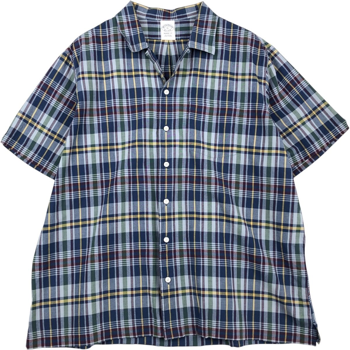古着 ブルックスブラザーズ Brooks Brothers Est.1818 チェック柄 半袖 オープンカラー コットンシャツ ボックスシャツ/rab182184