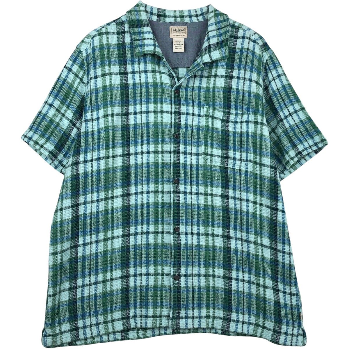 古着 90~00年代 エルエルビーン L.L.Bean チェック柄 半袖 オープンカラー コットンシャツ ボックスシャツ メンズXL相当/rab182144