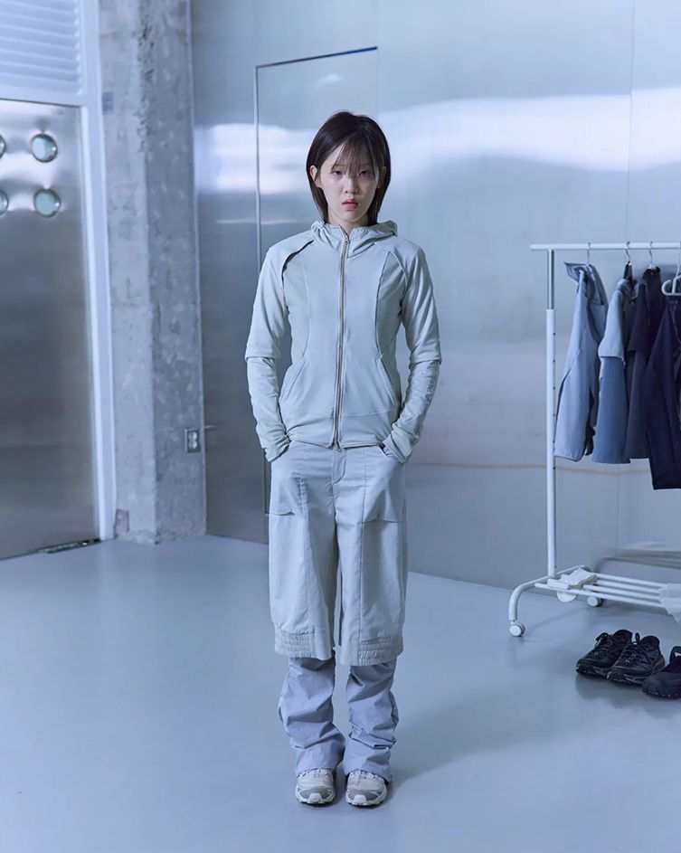 キーヨイ レイヤード シャーリング パンツ アイボリー S