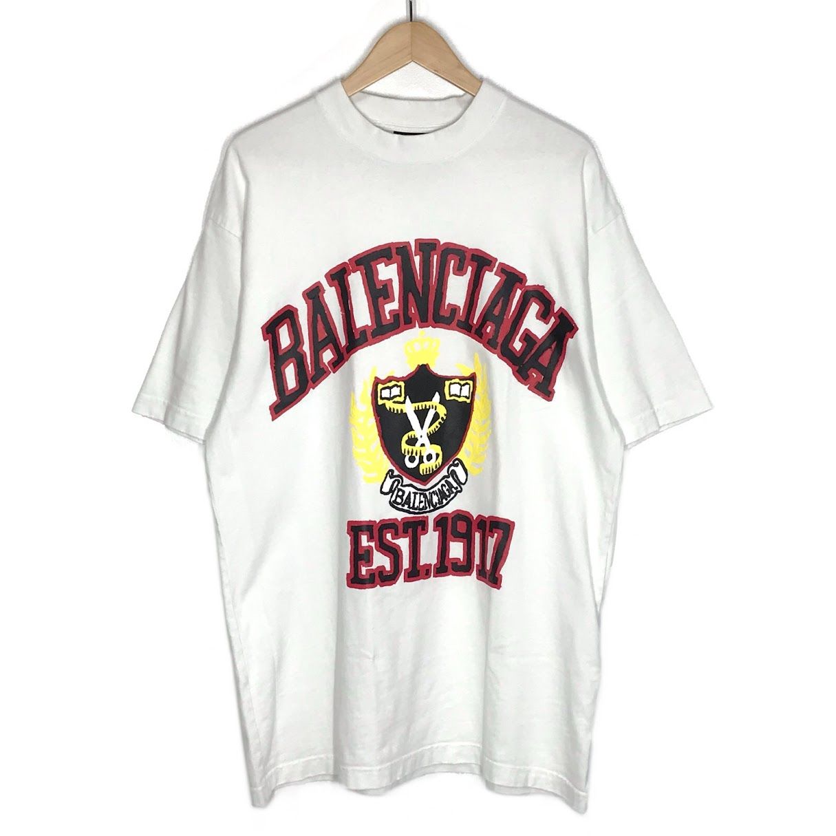 【倉吉店】 中古 BALENCIAGA | バレンシアガ 半袖Ｔシャツ 23SS Diy College Tee 739784 T0VK1 ホワイト サイズ：XXS 【108】