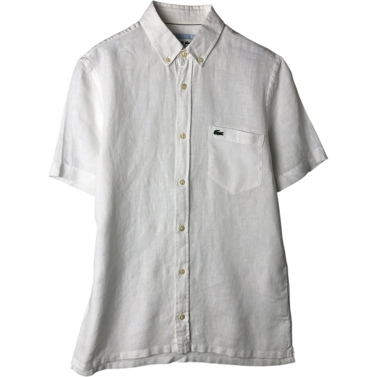 古着 ラコステ LACOSTE REGULAR FIT 半袖 リネン ボタンダウンシャツ ボックスシャツ メンズS相当/rab182100