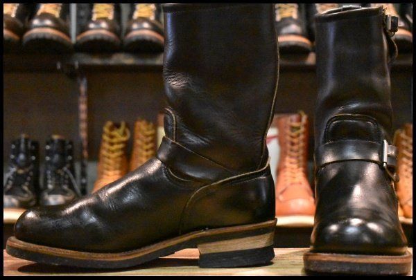 【7.5D 良品 PT91プリント 95年】レッドウィング 2268 エンジニア ブラッククローム スチールトゥ プルオン ブーツ redwing HOPESMORE【GP618】
