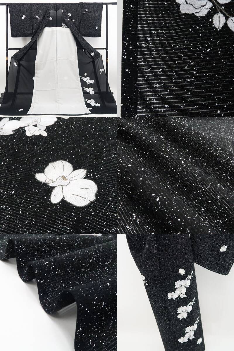 【新品・夏訪問着】絽 刺繍 胡蝶蘭 夏着物 正絹 トールサイズ 仕付け糸付 tomihisa“花を見初めて和に染まるとき…貴女を映す夏の残像8766”