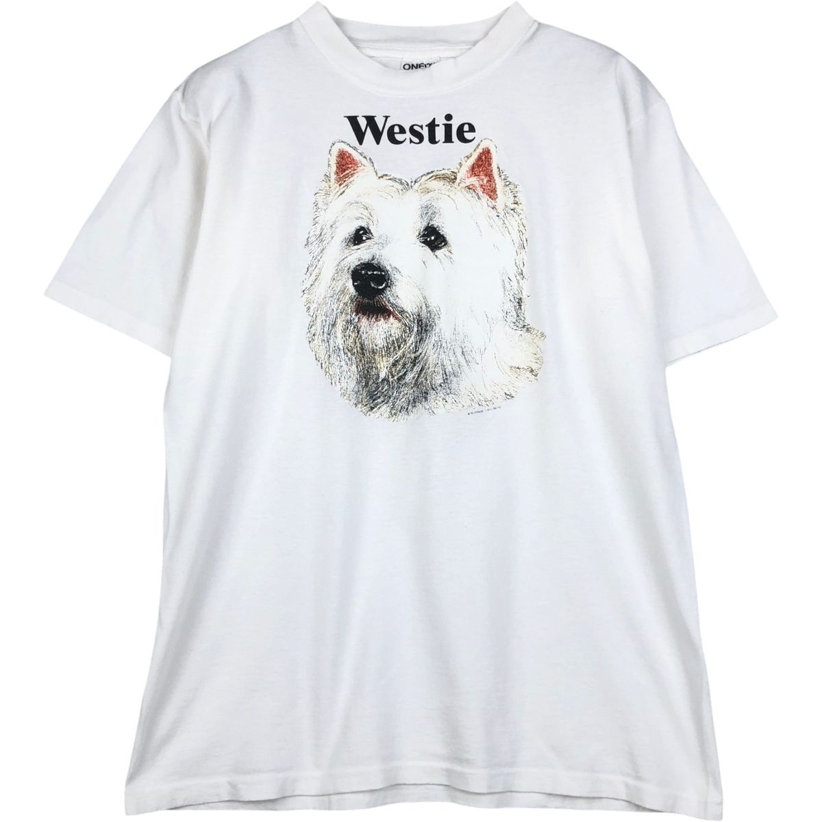 古着 90年代 オニータ ONEITA Westie ウエストハイランドホワイトテリア 犬柄 アニマルTシャツ USA製 メンズL相当 ヴィンテージ/eaa646507