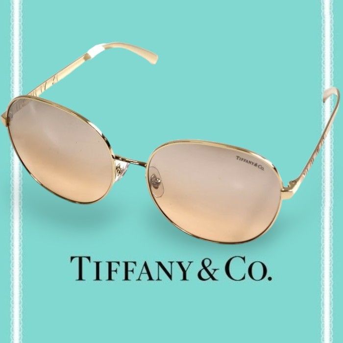 Tiffany & Co. ティファニー イタリア製 ゴールドフレーム グラデーションミラーレンズ ウェリントン アトラス サングラス メガネ 眼鏡 アイウェア TF3079 定価3.4万 ゴールド 60□17 140▲120▼40119k07