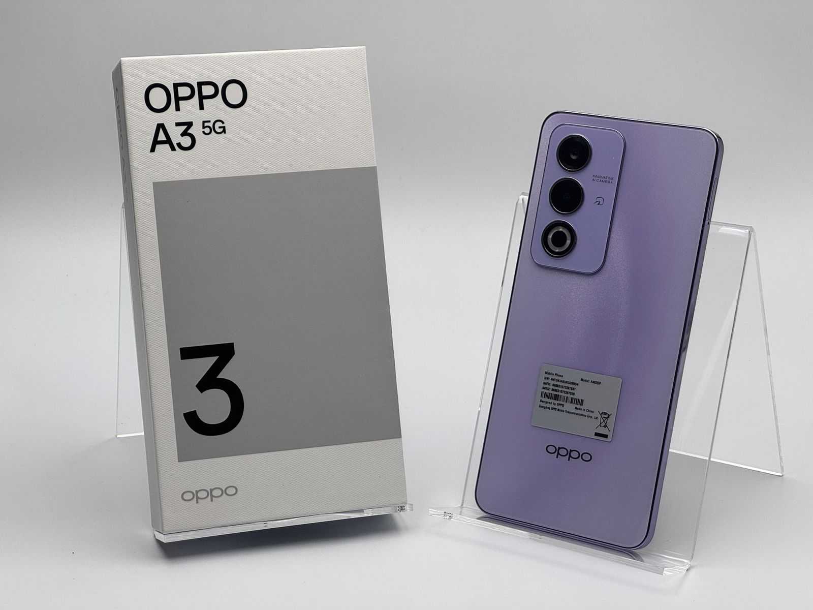 【箱付き中古A】OPPO A3 A402OP パープル SIMフリー 白ロム