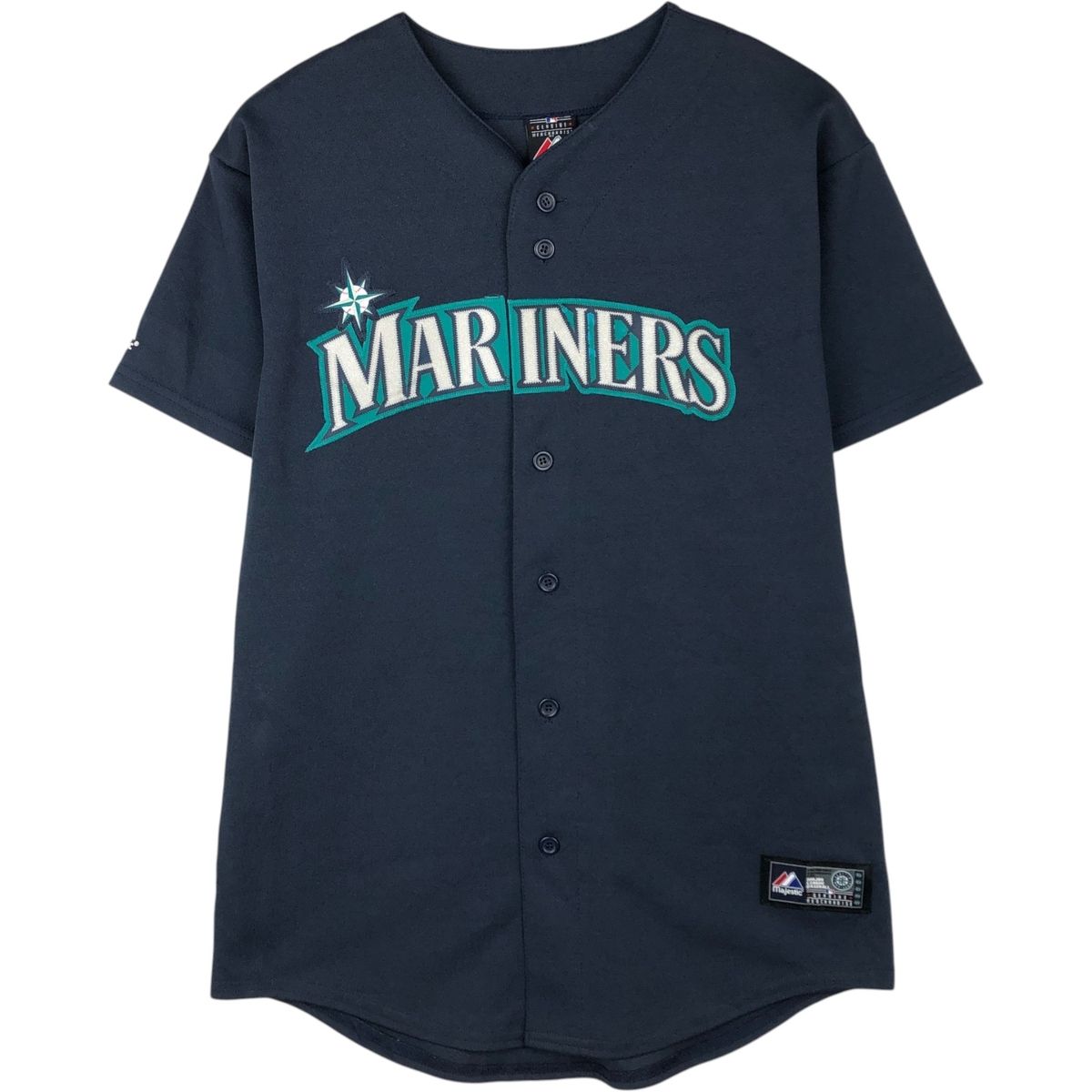 古着 90年代 Majestic MLB SEATTLE MARINERS シアトルマリナーズ ゲームシャツ ベースボールシャツ USA製 メンズXL相当/eaa645282