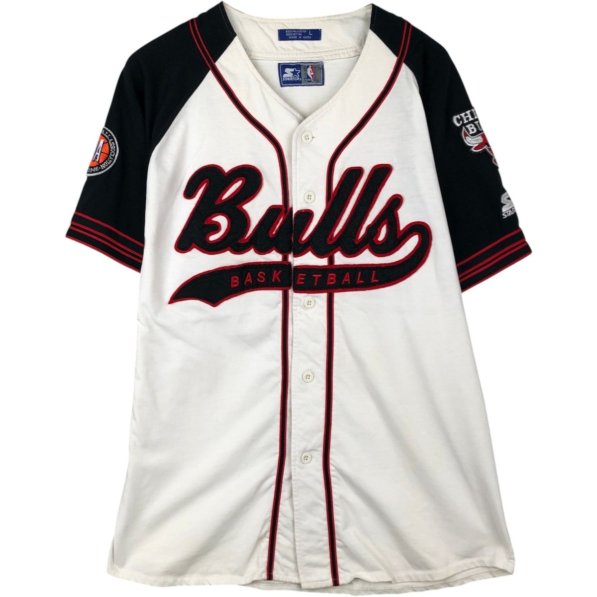 古着 90年代 スターター Starter NBA CHICAGO BULLS シカゴ ブルズ ゲームシャツ ベースボールシャツ メンズL相当 ヴィンテージ/eaa645283