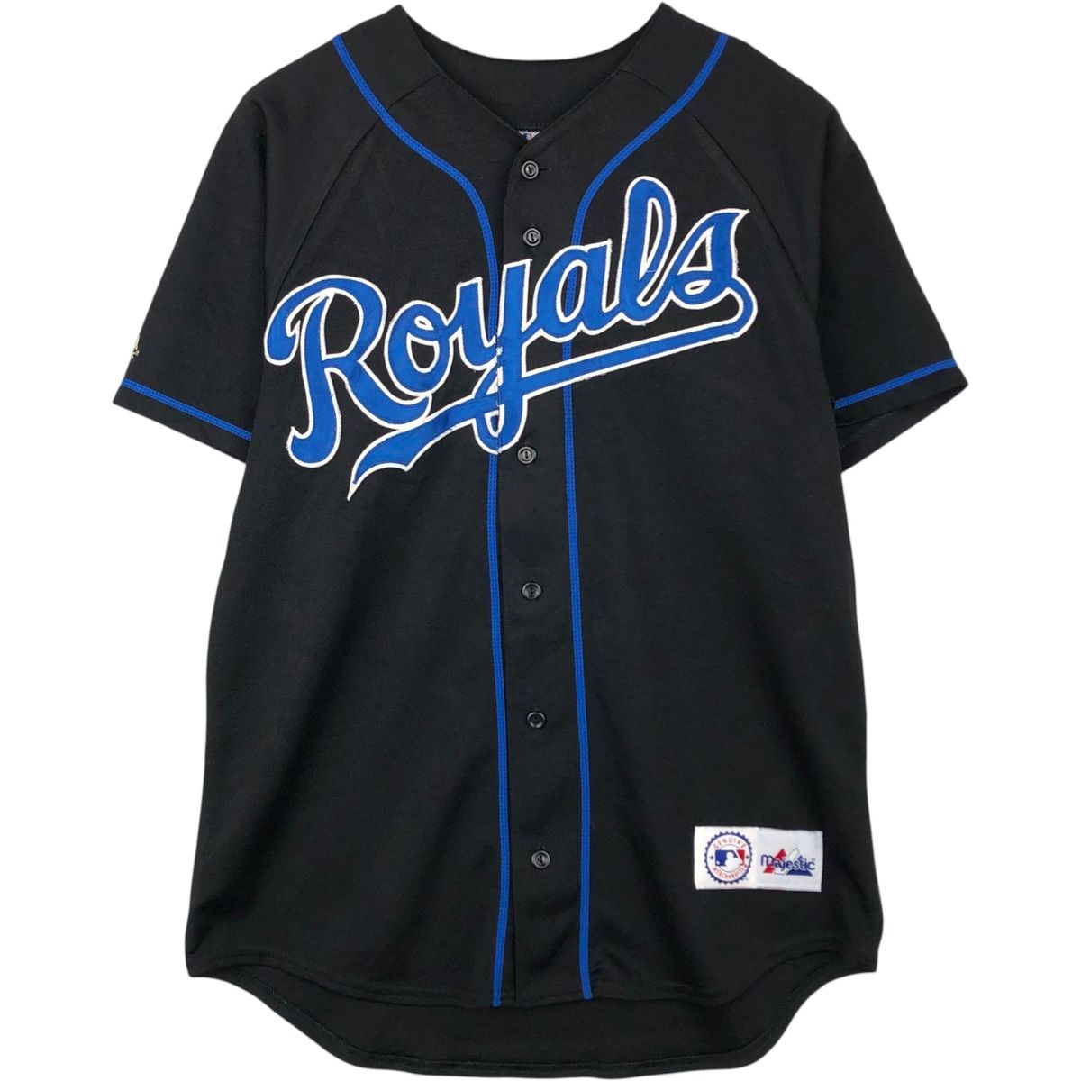 古着 90年代 Majestic MLB KANSAS CITY ROYALS カンザスシティロイヤルズ ゲームシャツ ベースボールシャツ USA製 メンズM相当/eaa645296