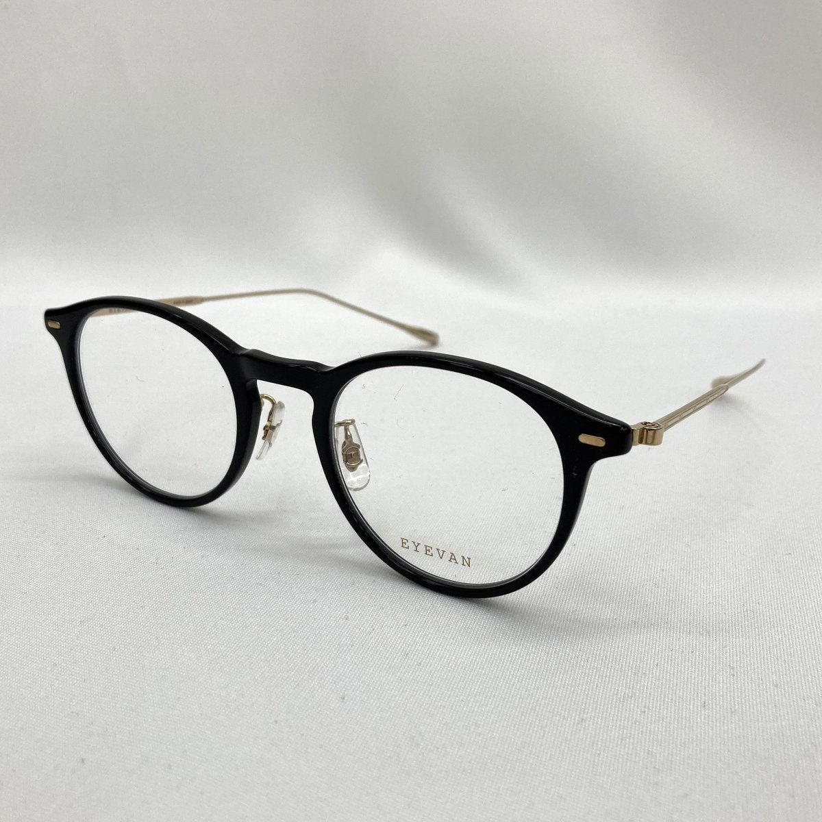 EYEVAN アイヴァン めがね Colon コロン ボストン PBK 眼鏡 アイウェア 伊達メガネ 46□21 145 日本製 ブラック ゴールド ★SS631