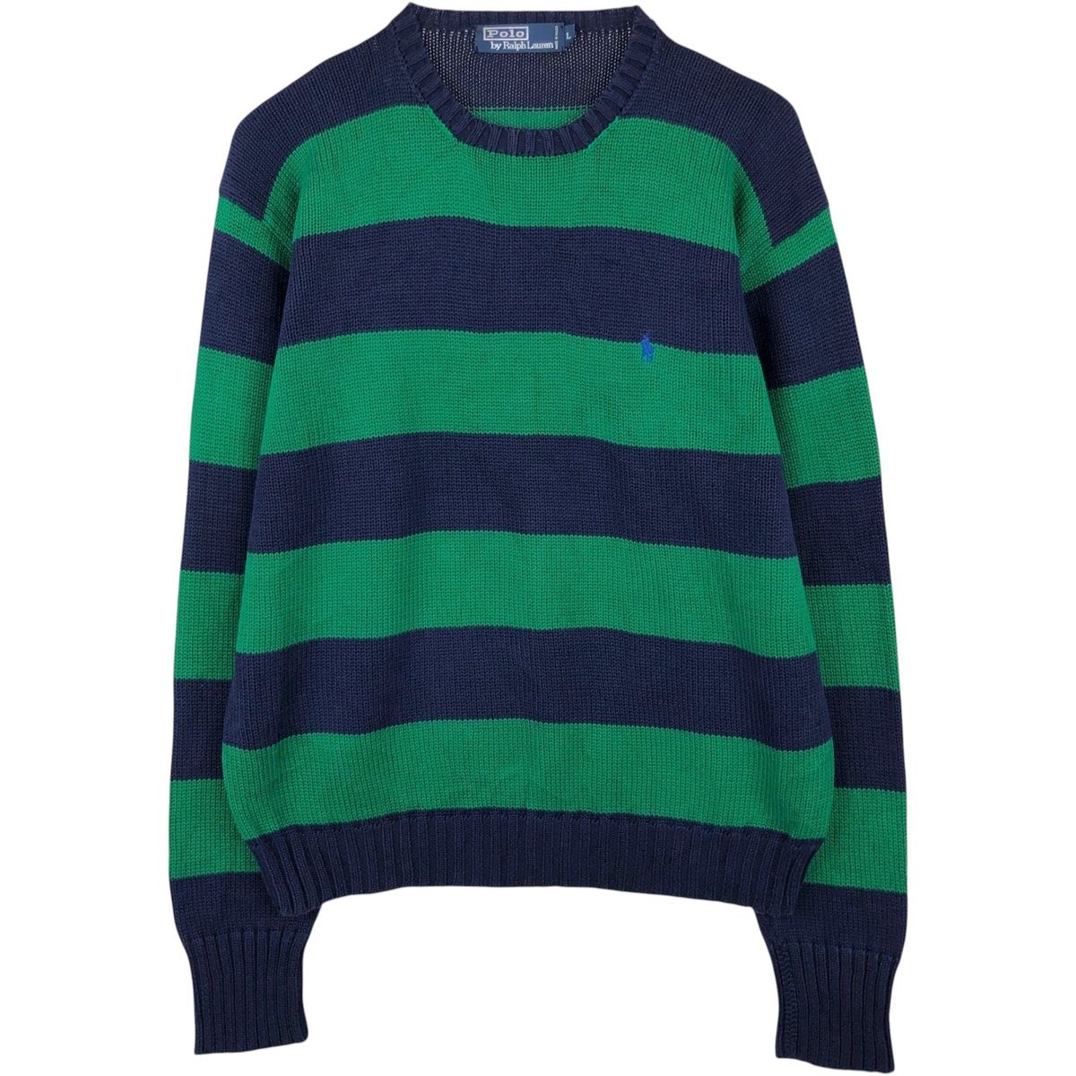 古着 ラルフローレン Ralph Lauren POLO by Ralph Lauren ボーダー柄 コットンニットセーター メンズL相当/eaa645951