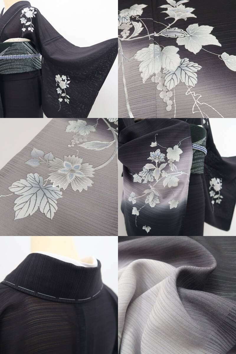 【新品・夏訪問着】変則絽 お仕立て上がり品 葡萄 夏着物 仕付け糸付 トールサイズ tomihisa“人の心に打ち薫り夏の記憶にその身を標す”8767